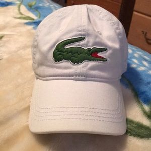 White Lacoste Dad Hat/ with green gator logo